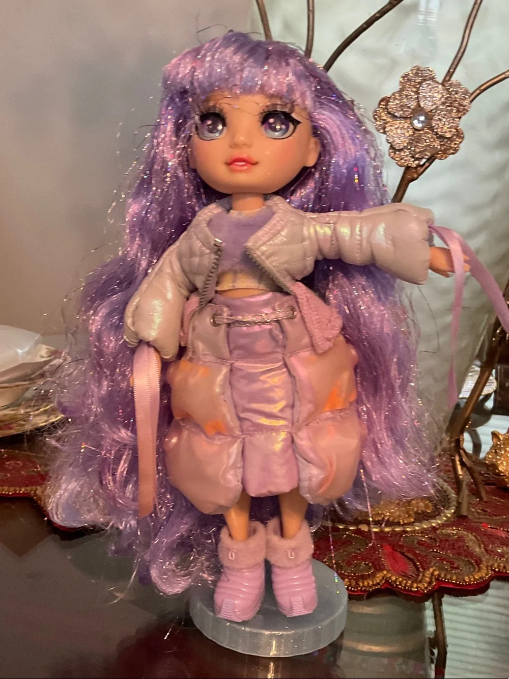 Rainbow Purple Hair Fashion Doll in Lavender Outfit